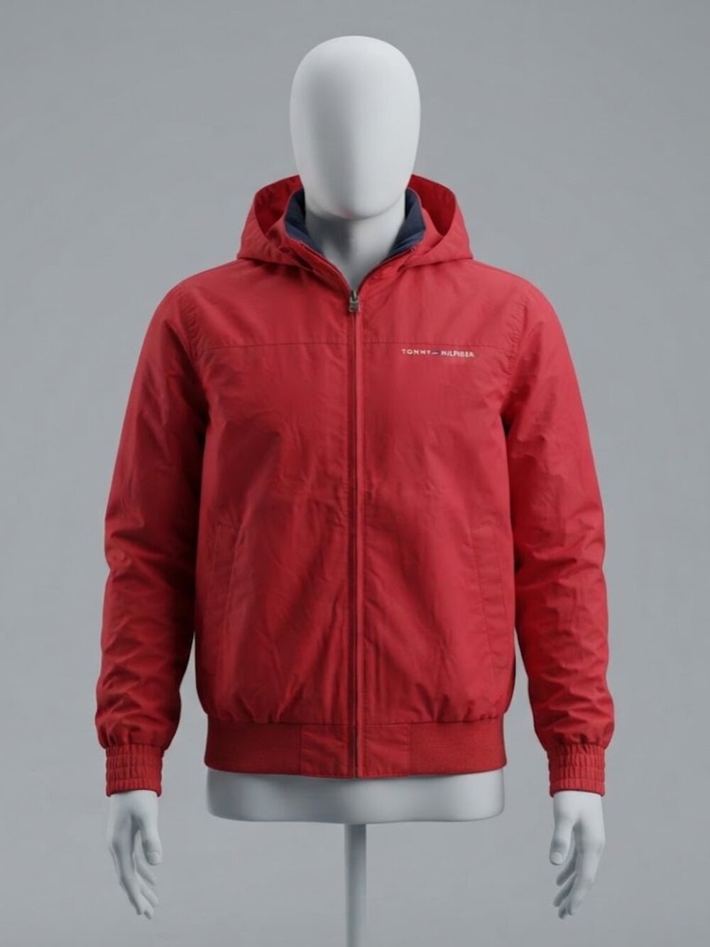 Tommy Hilfiger Red Hooded Windbreaker Jacket Regatta Yachting Bomber Men Size M
